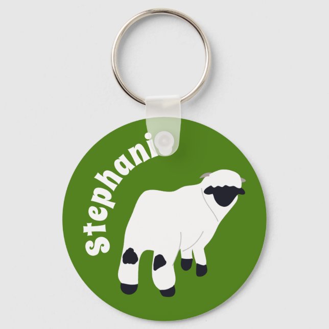 Valais Blendorse Sheep Personlig Farmers Nyckelring (Framsida)