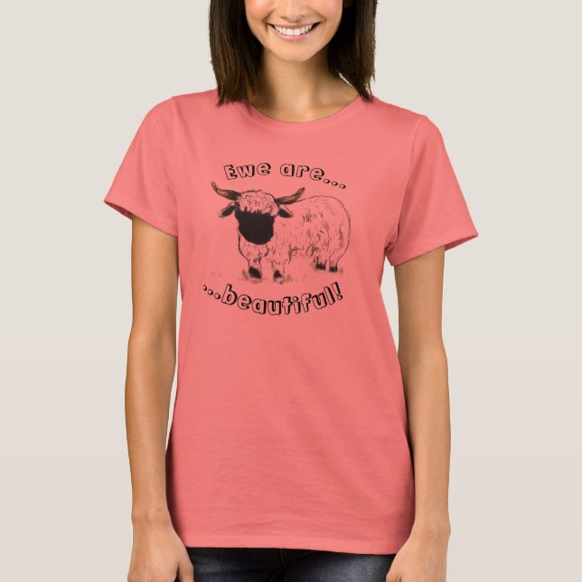 Valais Blendorse Sheep - Vi är vackra! T-shirt (Framsida)