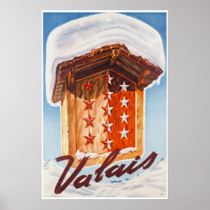 Valais Schweitz, Suisse, skidar affischen Poster