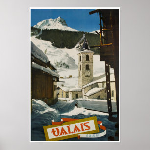Valais Schweitz, Suisse, skidar affischen Poster