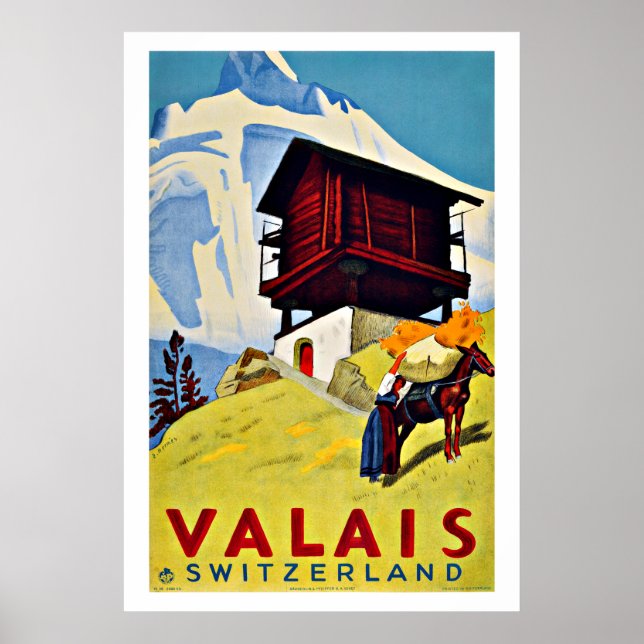 Valais, Schweiz Vintage resor Poster (Framsidan)