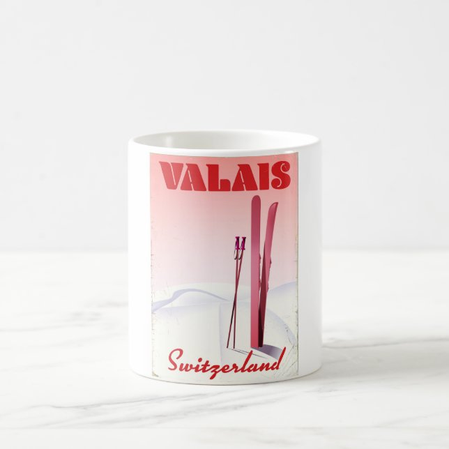 valais Schweiz vintage skidisplayaffisch Magisk Mugg (Center)
