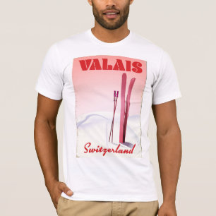 Valais Schweiz vintage stil ski poster Tee