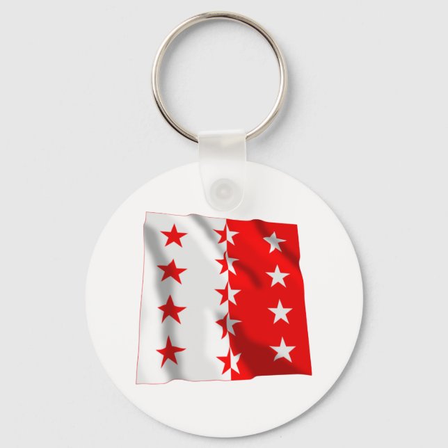 Valais Vajande Flagga Nyckelring (Framsida)
