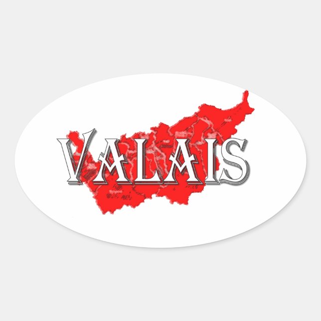 Valais - Wallis Ovalt Klistermärke (Framsida)