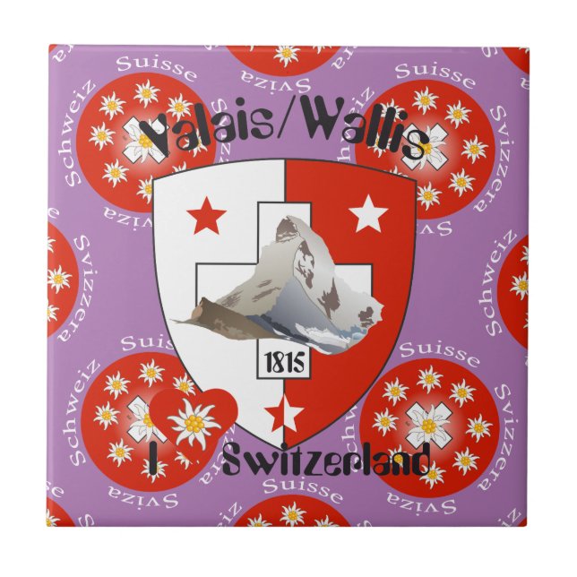 Valais / Wallis Schweiz Fliese Kakelplatta (Framsidan)