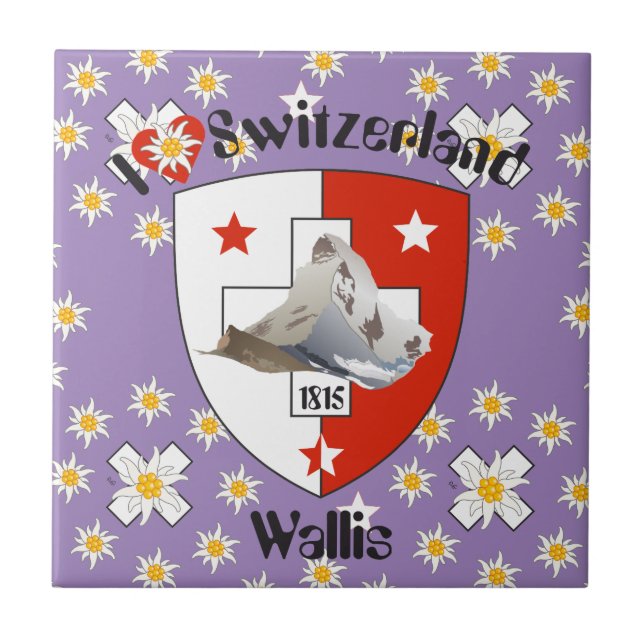 Valais / Wallis Schweiz Fliese Kakelplatta (Framsidan)