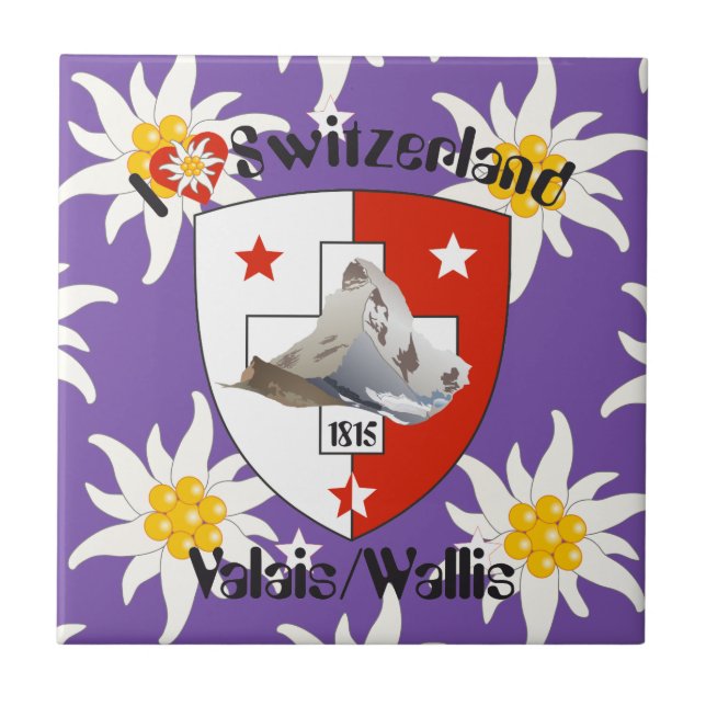 Valais / Wallis Schweiz Fliese Kakelplatta (Framsidan)