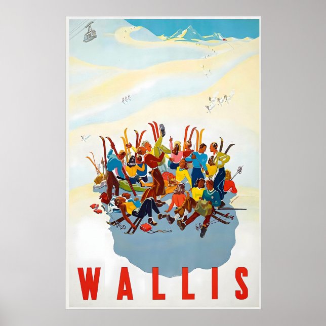 Valais Wallis Zermatt Skida Schweiz Schweiziska Al Poster (Framsidan)