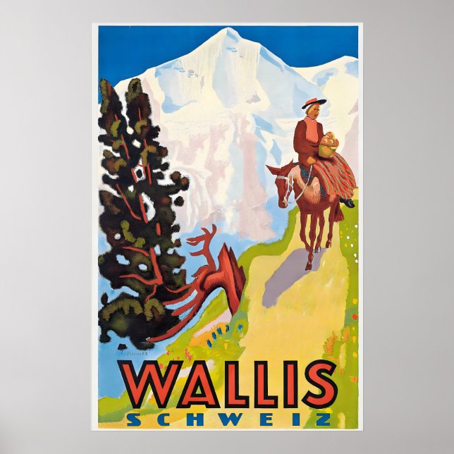 Valais Wallis Zermatt Skida Schweiz Schweiziska Al Poster (Framsidan)