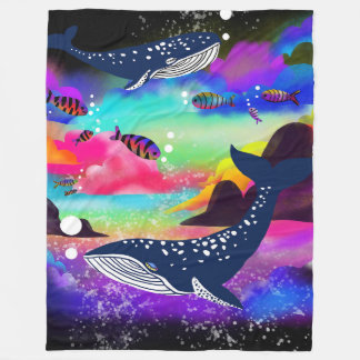 Valar i ett färgat hav, Fantasy Sea Life Art Fleecefilt