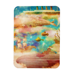 Valar i Vintage resor World Himlar Blue Ocean Whal Magnet