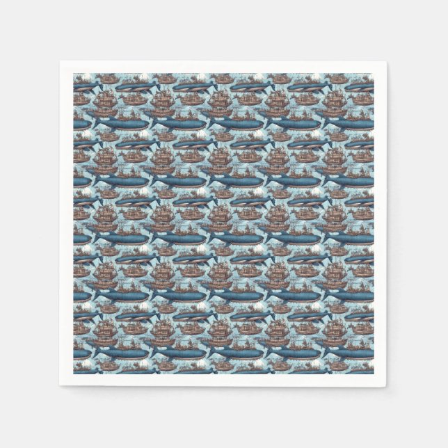 Valar och fraktaser av Steampunk Pappersservett (Framsidan)