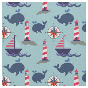 Valar och segelbåtar Nautical Cutness Tyg
