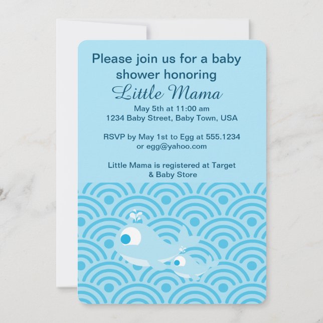Valar och Vågar! Baby Shower Inbjudningar (Baksida)