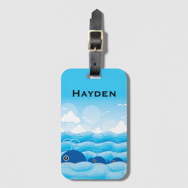 Valar och Vinkara havsblåa Personligen Bagagebricka (Framsida vertikal)