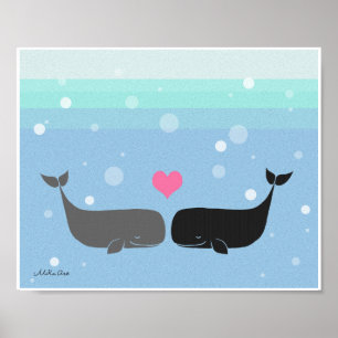 Valar som Poster Cute Whale par Nautical Ocean Art