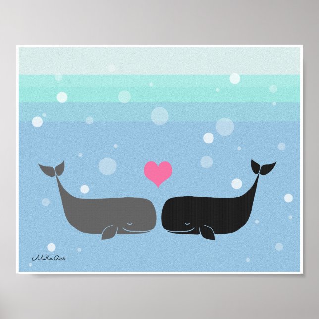 Valar som Poster Cute Whale par Nautical Ocean Art (Framsidan)