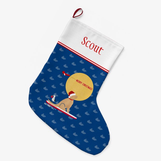 Valar som surfar på gyllene Hund Stor Julstrumpa (Framsidan (Hängande))