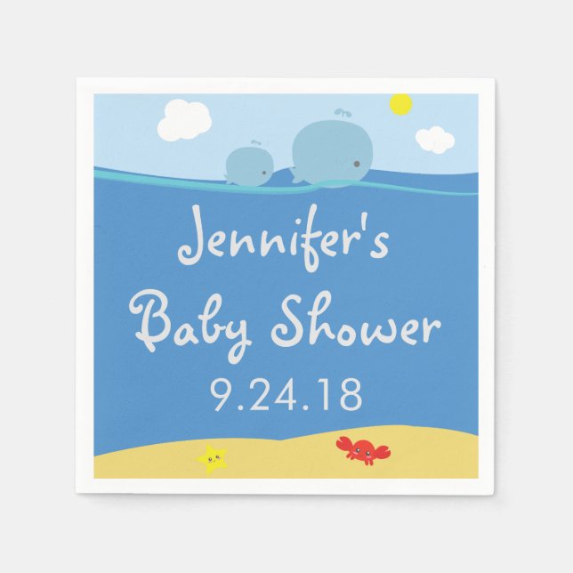 Valar under Sea Baby Shower Napkins Pappersservett (Framsidan)