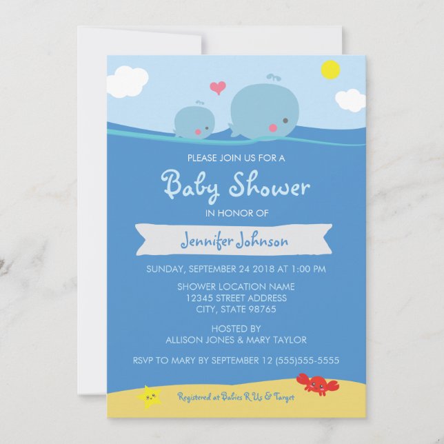 Valar under Sea Baby Shower/Sprinkle Inbjudan (Framsida)