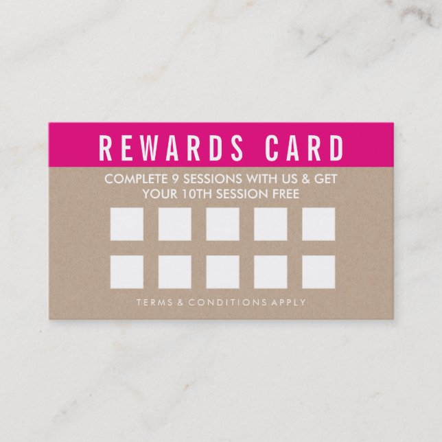 VÄLBEHANDLING LOYALTY CARD fet trendig rosa Lojalitetskort (Framsida)