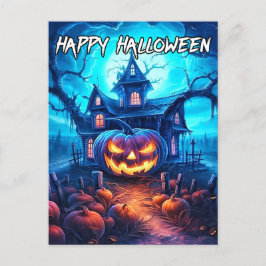 Välbelyst Nefarious Happy halloween Pumpkin Vykort