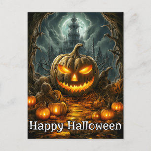 Välbelyst Nefarious Pumpkin HAPPY HALLOWEEN Vykort
