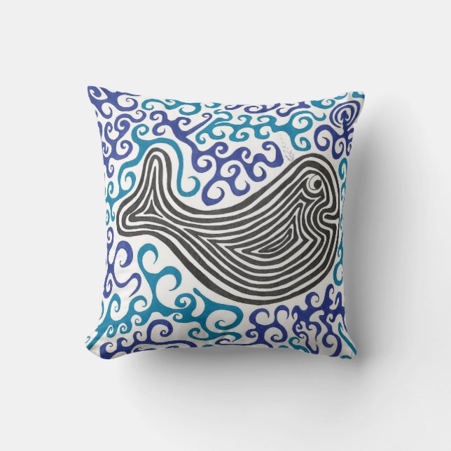 Valblått virvlar runt havsdekorativ kudde (Framsida)