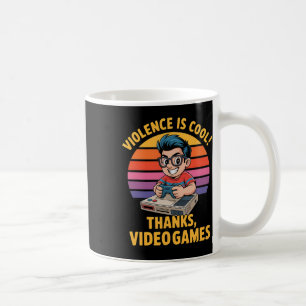 Våld är coolt tack spel kul rolig retro stil kaffemugg