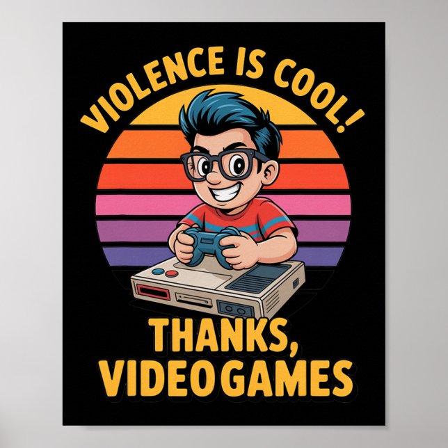Våld är coolt tack spel kul rolig retro stil poster (Framsidan)