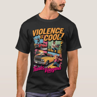 Våld är coolt tack spel Roligt Retro T-Shirt