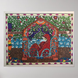 vald brud i palanquin i Madhubani stil Poster