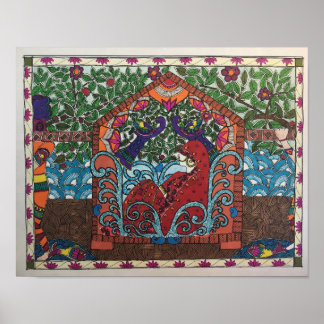 vald brud i palanquin i Madhubani stil Poster