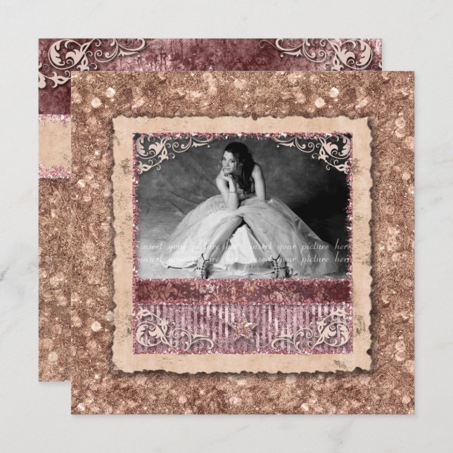 Vald för examen Grad jul roséguld stjärna Inbjudningar (Fram/baksida)