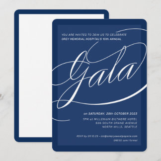 VÄLDELIGHETSGALA elegant formell kalligrafi marinb Inbjudningar