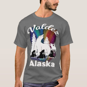 Valdez Alaska Aurora Borealis Polar Bear Orca Moos T Shirt