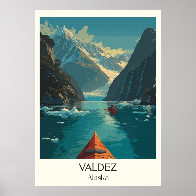 Valdez Alaska Fjord Kayak Adventure Poster (Framsidan)
