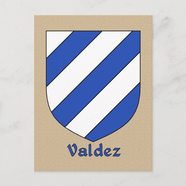 Valdez Family Heraldic Shield Vykort (Framsida)