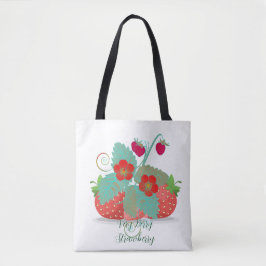 Väldigt Berry Strawberry Trendig Shopping Greenery Tygkasse