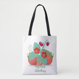 Väldigt Berry Strawberry Trendig Shopping Greenery Tygkasse