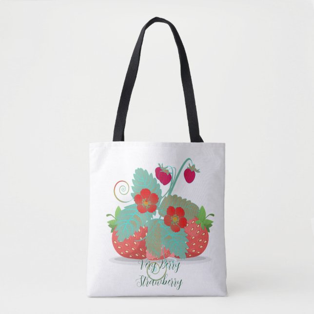 Väldigt Berry Strawberry Trendig Shopping Greenery Tygkasse (Framsida)