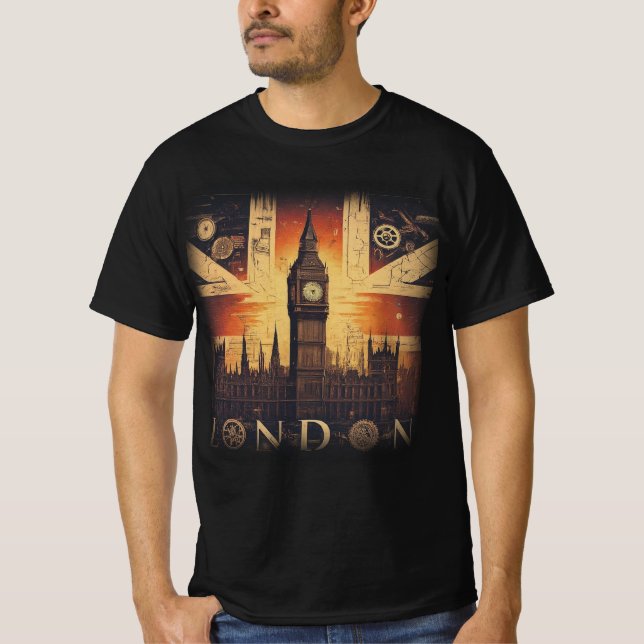 Väldigt coola Union Jack Steampunk Futuristiska Lo T Shirt (Framsida)