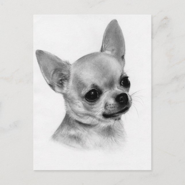 Väldigt Cute Hand Payed Chihuahua Art Vykort (Framsida)