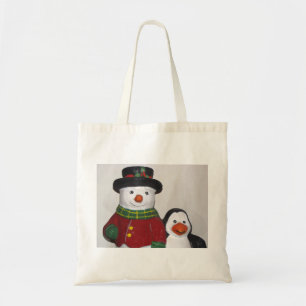 Väldigt Cute Snögubbe och Friend Tote Bag Tygkasse