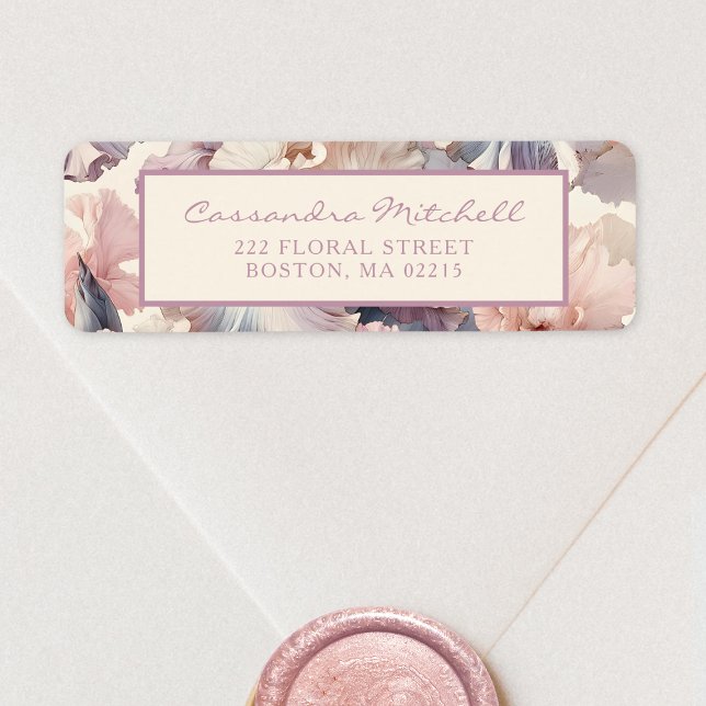 Väldigt Elegant Blush Blommig Returadress  Etikett (Skapare uppladdad)
