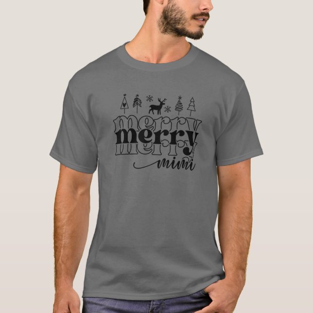 Väldigt Merry Mimi jul Ljus Mimi Mamma Christma T Shirt (Framsida)