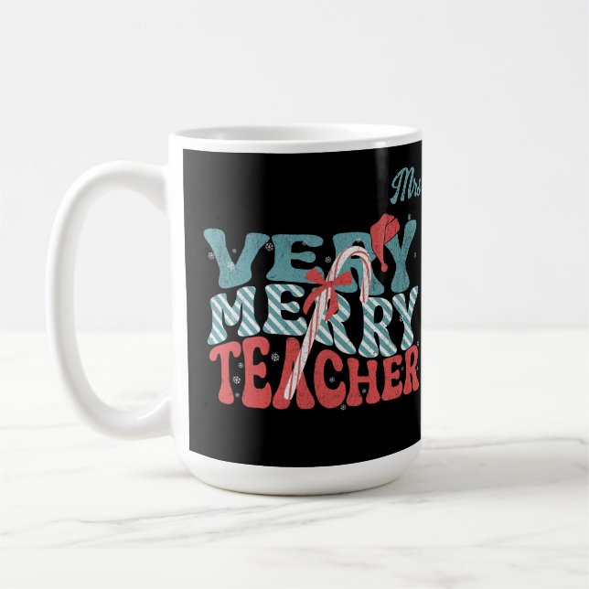 Väldigt Merry Teacher jul Retro Kaffemugg (Vänster)