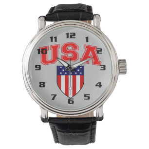 Väldigt Patriotic U.S.A American Flagga Shield Armbandsur