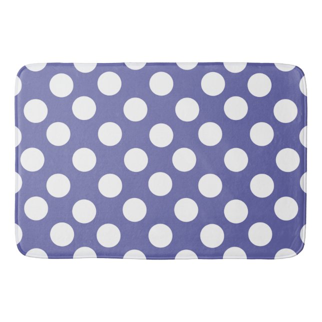 Väldigt Peri | lila periwinkle white polka dots   Badrumsmatta (Framsidan)